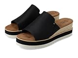 TOMS Women's Diana Mule Wedge Sandal, Textile Upper, CloudBound Insole, Black Wide Width Heavy Canvas, 9.5