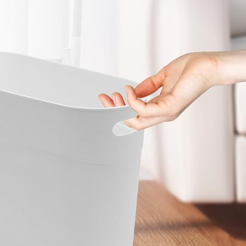 Image of 2 Pack 3.2 Gallon Plastic Trash Cans for Bathroom, Small Waste Bins with Handles, Compact Garbage Containers for Narrow Spaces, Recycle Wastebaskets for Office, Kitchen, Bedroom, Living Room (white)
