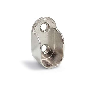 Emuca 7060807 Reggitubo laterale per asta di armario ovale, Zama, Nichelato, Set di 10