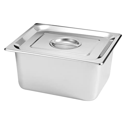 HEALLILY Buffet Food Container with Cover Stainless Steel Serving Tray Food Holding Plate for Parties and Restaurants Catering Supplies Easy to Clean