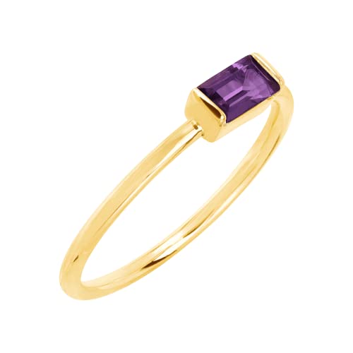 Finecraft Baguette-Cut Natural Amethyst February Birthstone Ring In 1K Gold, Size 8, Size 8 #TOP1