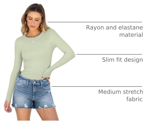 Image of ANRABESS Women Long Sleeve Shirts Rib Knit Slim Fit Tops Basic Tee Spring Outfits Casual T-Shirt Underscrubs Layer Clothes