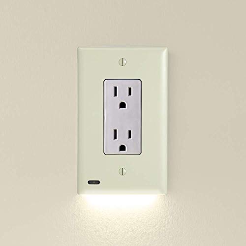 Image of SnapPower 2 Pack GuideLight [for Standard Decor, Not GFCI outlets] - Night Light - Electrical Outlet Wall Plate with LED Night Lights - Automatic On /Off Sensor - (Decor, Ivory)