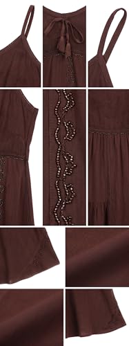 Image of Sakkas Allie Stonewashed Embroidered Adjustable Spaghetti Straps Long Dress