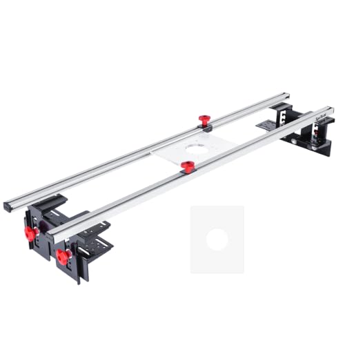 SpeTool 48 inch Router Sled for Flattening Slabs 3-Axis Precision Height Adjustment System with Reinforced Rails Wood Slab Flattening Jig for Woodworking Includes Pre-drilled & Blank Router Plates