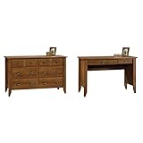 Sauder Shoal Creek Dresser, Oiled Oak Finish & Shoal Creek Computer Desk, Oiled Oak Finish