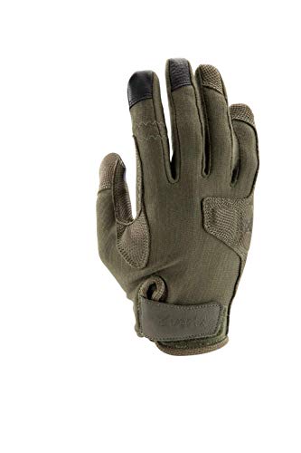 Vertx Mens Tactical Gloves, Breathable Shooting Glove for Hunting Gear Outdoor Survival, Touch Screen Compatible Leather Palm, Removable Index Finger, Ranger Green, Large