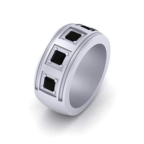 Argent sterling princesse noir diamant noir bague homme pour éviter la monotonie