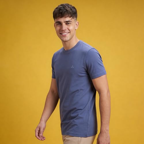 Image of Clans & Hans Men's Super Combed Cotton T Shirt, Regular Fit Round Neck Tshirt, Half Sleeves, Plain T-Shirt for Men