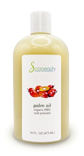 Soapeauty Palm Oil RBD – 100% Pure, Cold-Pressed, Non-Hydrogenated & Sustainable for DIY Soap, Creams & Lotions – Rich in Vitamin E – 16 fl oz