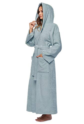 Arus Women's Hooded Classic Bathrobe Turkish Cotton Robe with Full Length Options4