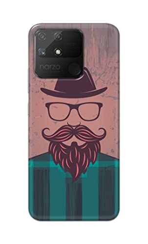 Image of PRINTFIDAA Man Icon with Beard Shirt Hipster Printed Designer Hard Case for Realme Narzo 50A Back Cover -(e) RPM1001