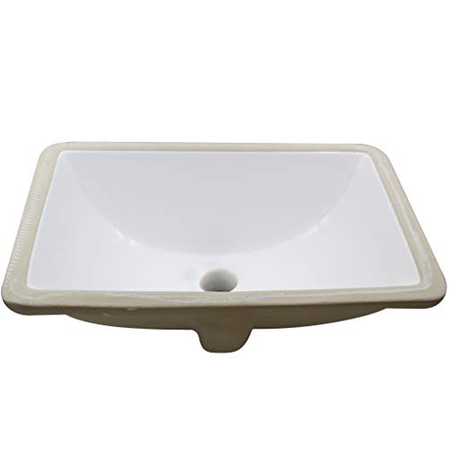 Novatto Rectangular Undermount White Porcelain Sink with Brushed Nickel Drain Set