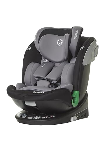 Giordani Jupiter Seggiolino Auto 40-150 cm I-Size, Base Girevole 360°Omologato R129/03, Connettori Isofix e Top Tether, Reclinabile, Riduttore Neonato e Regolazione Automatica, 0-12 Anni