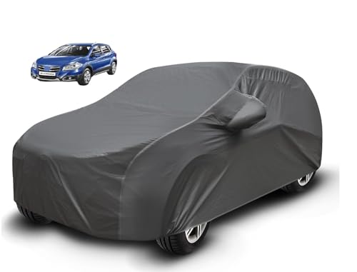 Image of Auto Hub Waterproof Car Cover Compatible with Maruti S-Cross with Mirror Pockets, Soft Cotton Lining, S-Cross Car Cover Waterproof, Grey