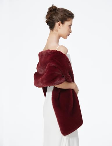 BEAUTELICATE Women Faux Fur Shawl for Wedding Wrap Shrug Bridal Stole Winter Cover Up Bridesmaids3