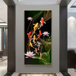 Cuadro de carpa koi para salón oriental moderno que aporta armonía y luz a tu casa 4