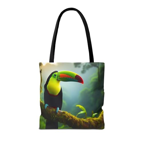 Premium Tote Bag Featuring a Keel-billed Toucan with Colorful Bill and Reinforced Stitching on Handles2