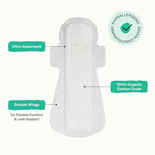 Image of The Honey Pot Company - Herbal Postpartum Pads w /Wings - Infused w /Essential Oils for Cooling Effect, Organic Cotton Cover, & Ultra-Absorbent - Feminine Care - 12ct