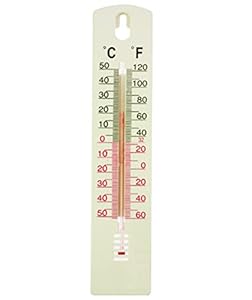PARENCE - Thermomètre mural en plastique pour usage intérieur ou extérieur - Blanc, -50 à +50 °C - Celsius + Farhenheit/Taille: 20 cm