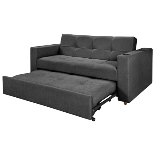 Sofá-Cama Austin Premium 3 Lugares Reclinável com Porta-Copos Casa Imperial (Pompéia Chumbo 208)