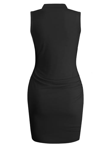 Image of AUXDIO Women Summer Bodycon Dresses Casual Tank Sleeveless Ruched Wrap 2026 Party Club Mini Dress