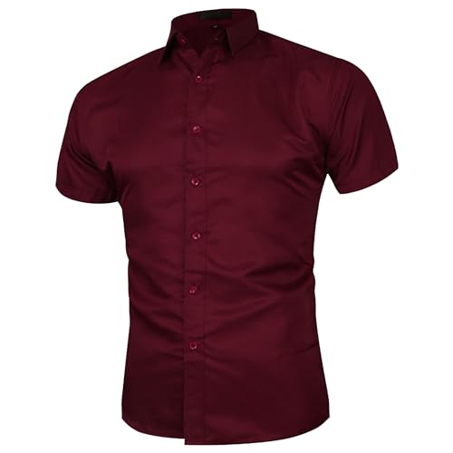 T-shirt boutonné pour homme uni à manches courtes et coupe ajustée