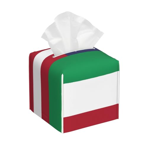 American Italian Flag Square Tissue Box Cover, Cube Tissue Box Holder, Table Tissue Box