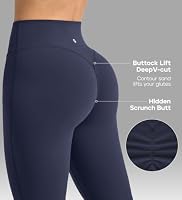 WILLIT Sport Leggings Damen Flare mit 4 Pockets Sporthose Invisible Scrunch Butt Gym Leggings High Waist Yogahose Workout Booty Lifting Po Push Up Blickdicht Gym Hose mit Taschen 29" Marineblau XL – Ansicht 4