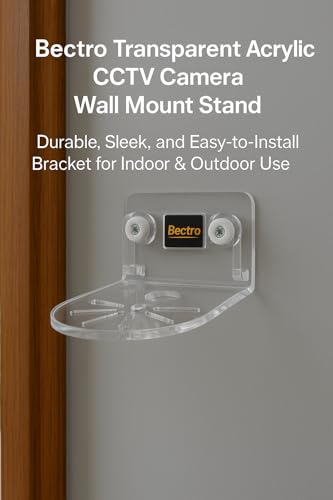 Image of Bectro Transparent Acrylic CCTV Camera Wall Mount Stand, Drill Free, Comes with Strong Adhesive Tape with Inbuilt Screw Set - Durable, Sleek Bracket (Pack of 2)
