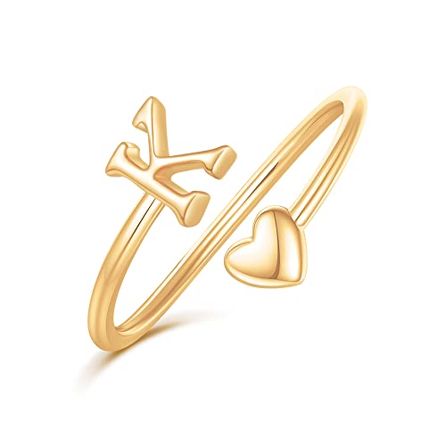 Ailetop Heart Initial Rings For Teen Girls Women,14K Gold Plated Initial Heart Ring Stackable Rings For Women Adjustable Rings For Women Teen Girls Cute Heart Letter K Rings For Teen Girls Gifts #TOP10