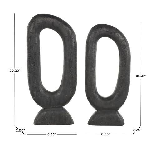 Escultura decorativa abstracta de madera de mango, set 2 piezas miniatura 3