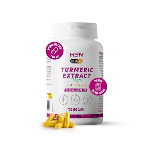 HSN Curcugreen® Extracto de Cúrcuma 500mg BCM-95® con Bioperine® | 120 Cápsulas Vegetales | 95% Complejo de Curcuminoides | Alta Biodisponibilidad | No-GMO, Vegano, Sin Gluten
