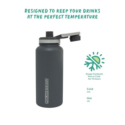 Polar Gear Stainless Steel Water Bottle 1L - Double Wall Vacuum Insulated Water Bottles With Dust Cover Screw Cap, Leakproof Metal Water Bottle, Bpa Free Drinking Bottle With Carry Handle (Graphite) - 4