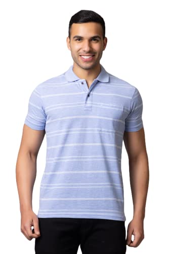 Image of PRORIDERS Half Sleeve 100% Pure Cotton Fabric Collared Regular Fit Men's Polo Striper Tshirt with Pocket for Casual wear