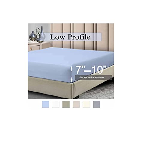 Fitted Sheets, 650Tc With Pockets (7-10 Inches) Perfect For Low Profile Mattresses, Cotton Blend (Queen, Solid White) #TOP1