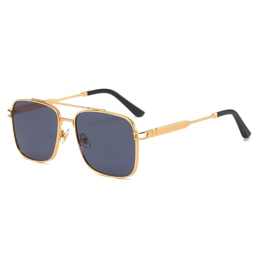 Lunettes de soleil carrées vintage en métal de luxe UV400 unisexes pour conduite