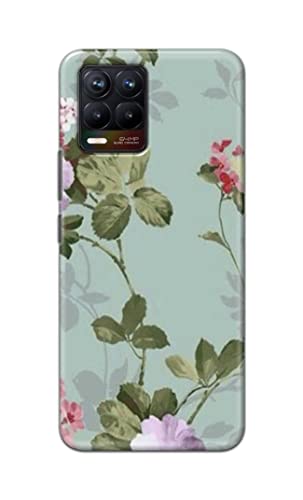 Image of Printed Hard Back Cover Case for Realme 8 4G | Realme 8 Pro 4G Back Cover (Floral Painting) -1302