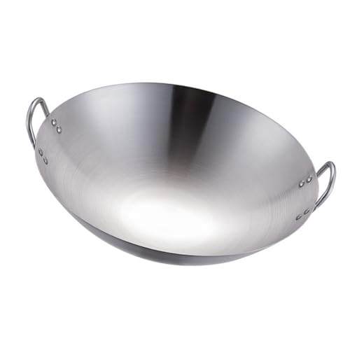 Wok de cuisson en acier inoxydable durable avec doubles oreilles résistantes - 2