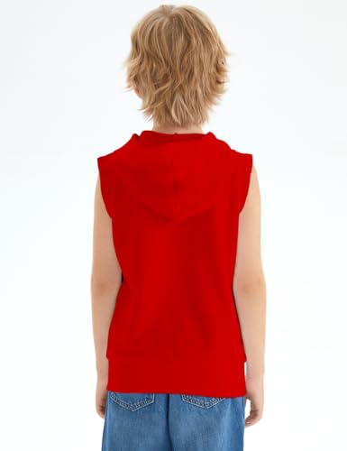 Image of Spring&Gege Boys' Full Zip Sleeveless Hooded Vest Basic Zipper Tank Tops Sweatshirt with Pockets