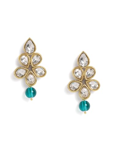 Image of Peora Crystal Faux Pearl Kundan Necklace & Jewellery Set Gift for Women