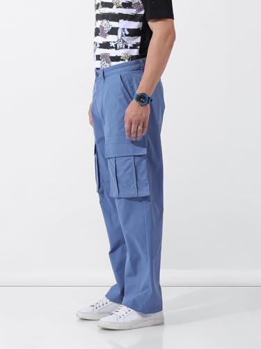 Image of The Indian Garage Co Men Relaxed Fit Textured Mid-Rise Cargos