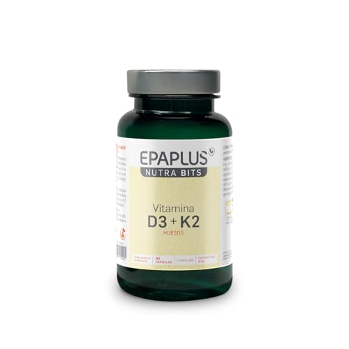 EPAPLUS Nutrabits Vitamina D3 + K2 | Contribuye al Mantenimiento de los Huesos y al Funcionamiento del Sistema Inmunitario | Con Vitamina K2 para el Metabolismo del Calcio | 90 Cápsulas