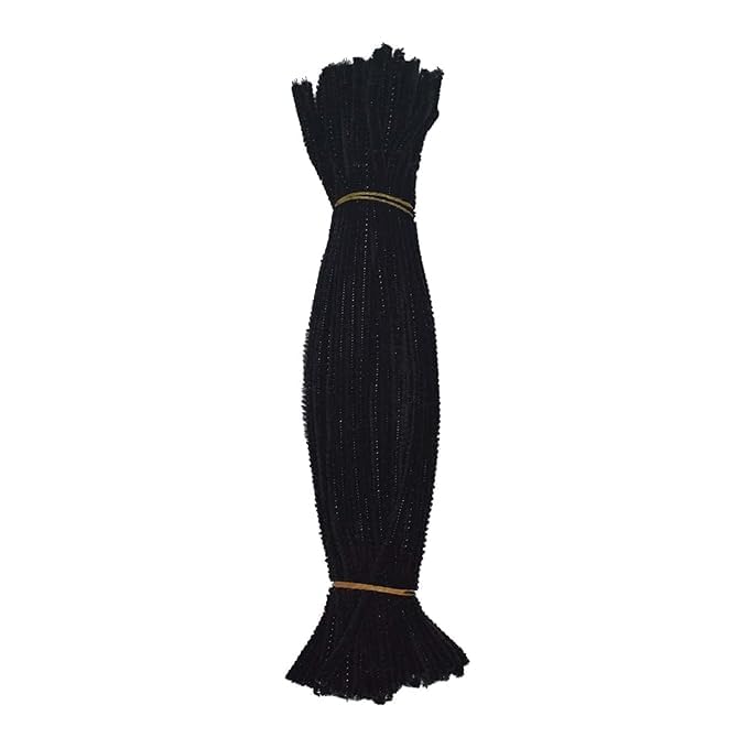 Image of 100Pc Pipe Cleaners Craft Set | Chenille Stem Fuzzy Sticks DIY Craft Supplies for Art Projects Activities, Decorations, Flower Making, Modeling & Sculpting (Black)
