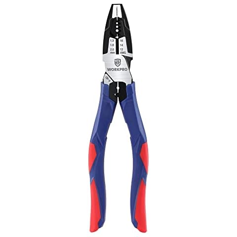 WORKPRO Kombizange 5-in-1 Multifunktionale Kombinationszange 200mm mit Abisolierzange/Drahtcrimper/Drahtschneider zum Abisolieren Kabelschneiden Crimpen für Haushalt, Werkstatt Cover
