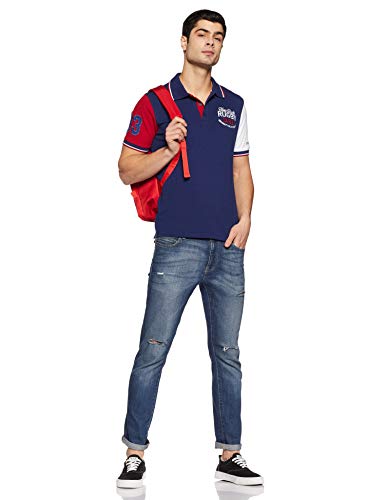 Image of Deniklo Men's Cotton Rich Half Sleeve Regular Fit Color Block Polo T-Shirt (Available in Plus Size)