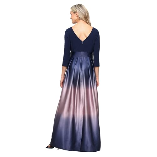 Image of S.L. Fashions Women's 3 /4 Sleeve Long Satin Mother of the Bride Dress with Pockets, Formal Party Gown