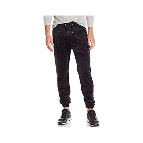 Akademiks Men's Velour Sweatpant, Onyx, Medium Cover