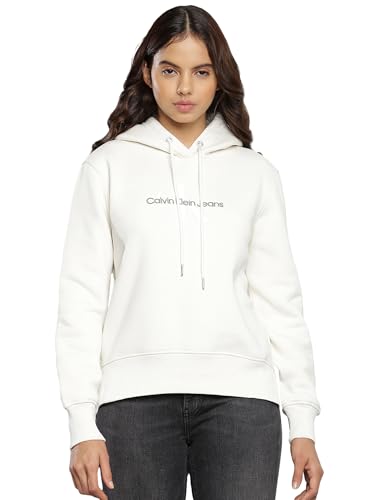 Calvin Klein Jeans Damen Hoodie Archival Monologo mit Kapuze, Weiß...