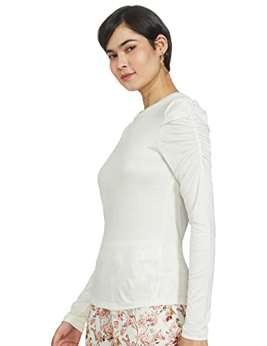 Image of Marks & Spencer Womens Solid Viscose Crew Neck Regular Fit Long Sleeve Top
